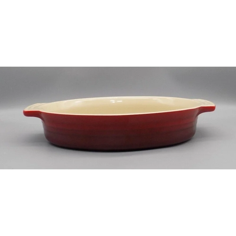 Le Creuset Au Gratin Baking Dish Cerise Red Stoneware Casserole 12 1/2